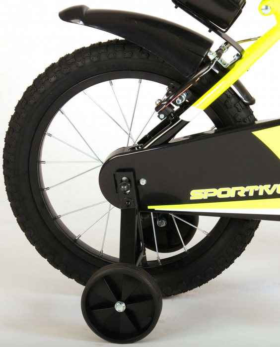 Bicicleta pentru baieti Volare Sportivo, 16 inch, culoare Negru/Galben neon, frana de mana fata - spate [4]