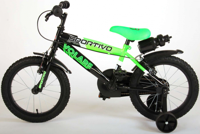 Bicicleta pentru baieti Volare Sportivo, 16 inch, culoare Verde neon/Negru, frana de mana fata - spate [13]