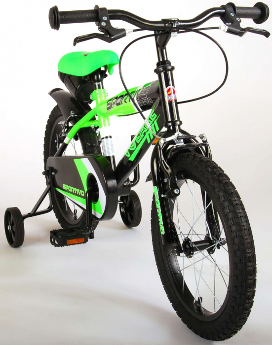 Bicicleta pentru baieti Volare Sportivo, 16 inch, culoare Verde neon/Negru, frana de mana fata - spate [10]