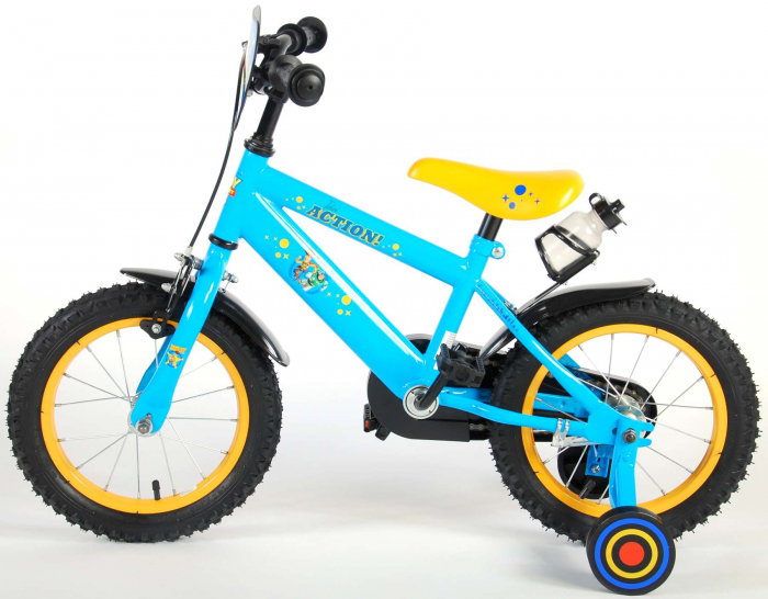 Bicicleta pentru copii Disney Toy Story 4, 14 inch, culoare albastru/galben, frana de mana + contra [10]