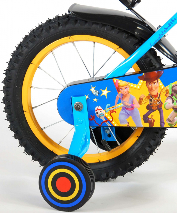 Bicicleta pentru copii Disney Toy Story 4, 14 inch, culoare albastru/galben, frana de mana + contra [6]