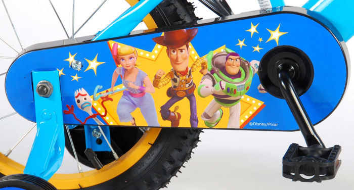 Bicicleta pentru copii Disney Toy Story 4, 14 inch, culoare albastru/galben, frana de mana + contra [4]