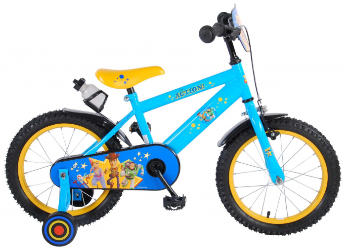 Bicicleta pentru copii Disney Toy Story 4, 16 inch, culoare albastru/galben, frana de mana + contra [2]