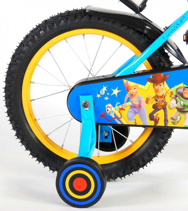 Bicicleta pentru copii Disney Toy Story 4, 16 inch, culoare albastru/galben, frana de mana + contra [5]