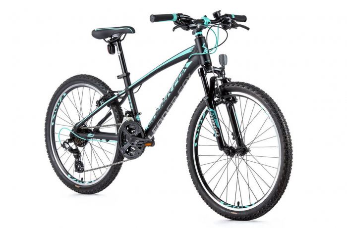 Bicicleta pentru copii MTB 24 inch Leader Fox Spider Boy negru turcoaz [2]