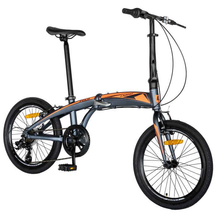 Bicicleta pliabila 20" CARPAT C2052C, echipare SHIMANO 7 viteze, culoare gri/portocaliu [2]