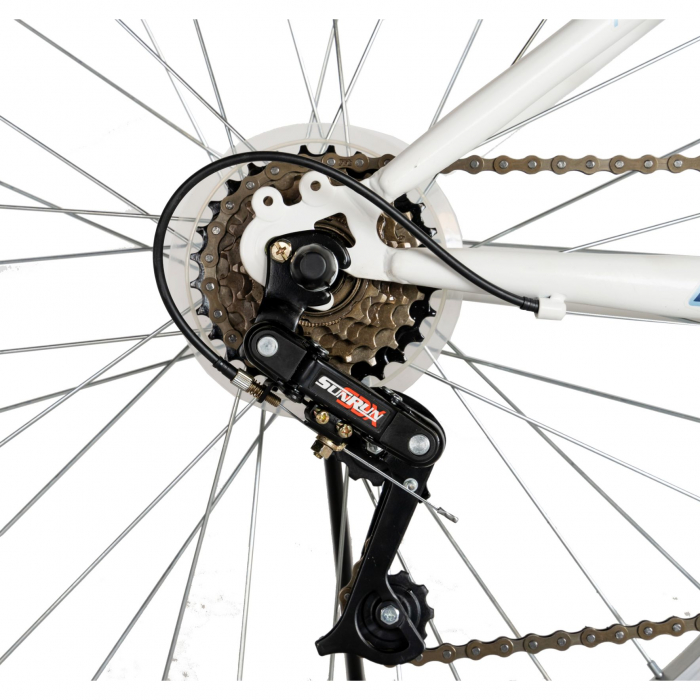 Bicicleta TREKKING 24 inch RICH R2430A, 6 viteze, culoare alb/albastru [4]