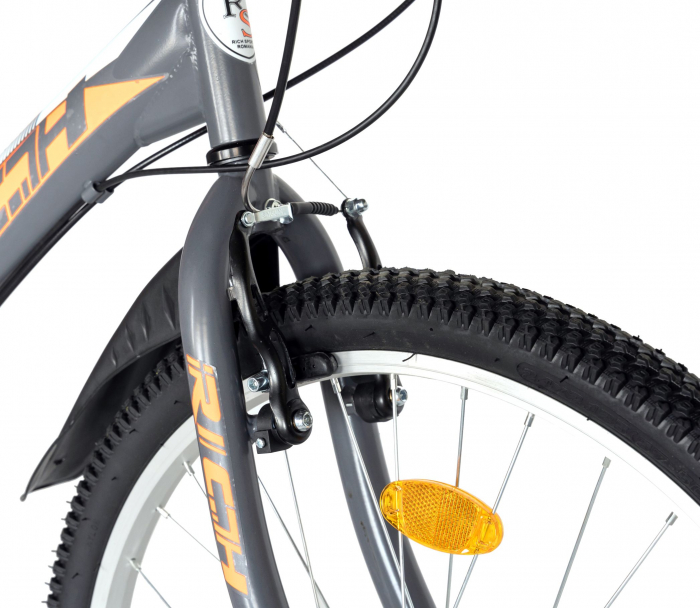 Bicicleta TREKKING 24" RICH R2430A, 6 viteze, culoare gri/portocaliu [10]