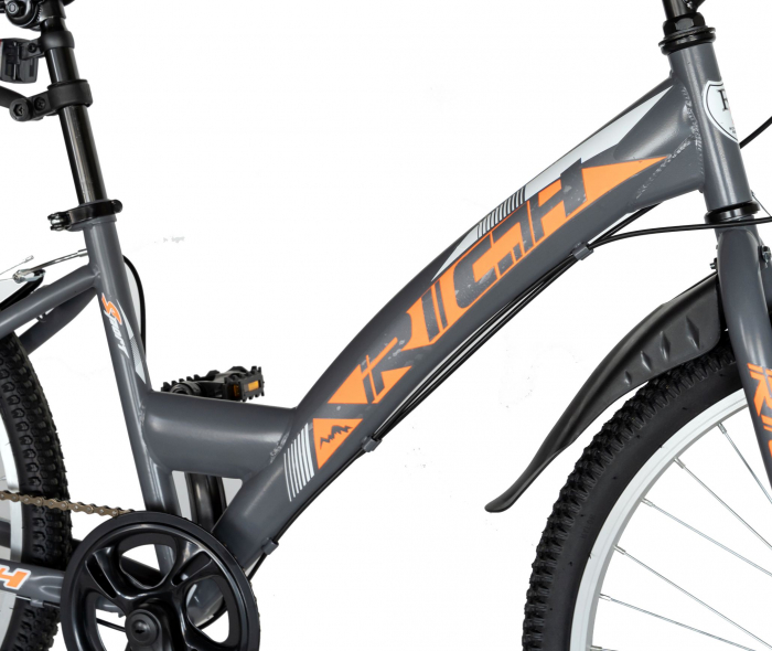 Bicicleta TREKKING 24" RICH R2430A, 6 viteze, culoare gri/portocaliu [8]