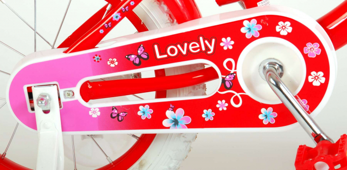 Bicicleta Volare Lovely pentru fete, 14 inch, culoare Rosu/Alb, frana de mana + contra [6]