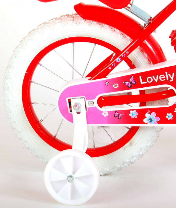 Bicicleta Volare Lovely pentru fete, 14 inch, culoare Rosu/Alb, frana de mana + contra [4]