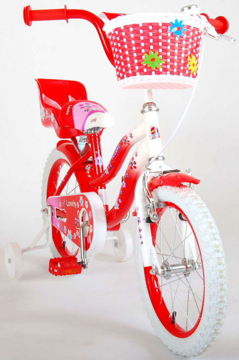 Bicicleta Volare Lovely pentru fete, 16 inch, culoare Rosu/Alb, frana de mana + contra [10]
