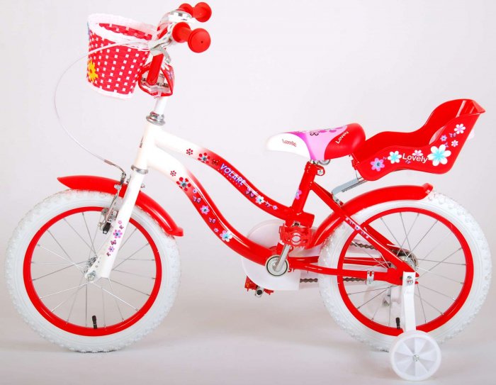 Bicicleta Volare Lovely pentru fete, 16 inch, culoare Rosu/Alb, frana de mana + contra [12]