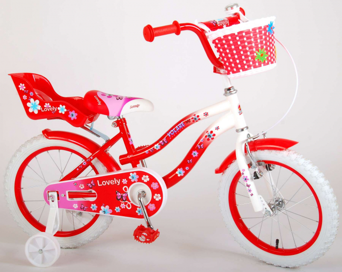 Bicicleta Volare Lovely pentru fete, 16 inch, culoare Rosu/Alb, frana de mana + contra [3]