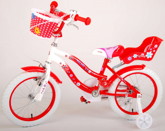 Bicicleta Volare Lovely pentru fete, 16 inch, culoare Rosu/Alb, frana de mana + contra [13]