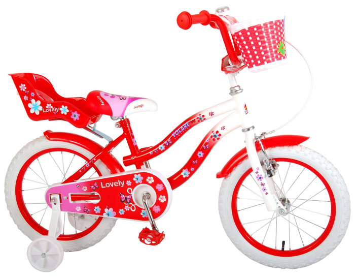 Bicicleta Volare Lovely pentru fete, 16 inch, culoare Rosu/Alb, frana de mana + contra [2]