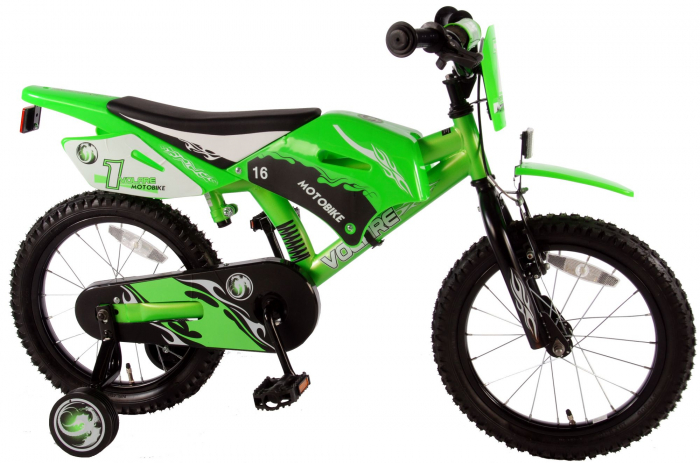 Bicicleta Volare Motobike pentru baieti, 16 inch, culoare Verde, frana de mana + contra [2]