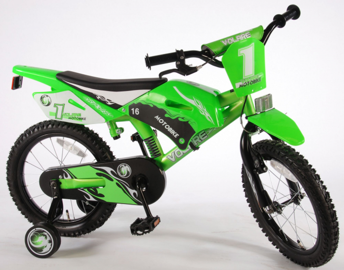 Bicicleta Volare Motobike pentru baieti, 16 inch, culoare Verde, frana de mana + contra [10]