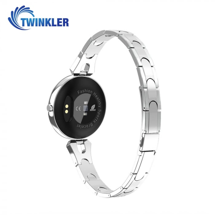 Ceas Smartwatch fashion Twinkler TKY-H5 cu functie de monitorizare ritm cardiac, Tensiune arteriala, Calitate somn, Notificari, Pedometru, Distanta parcursa, Incarcare magnetica, Argintiu [4]