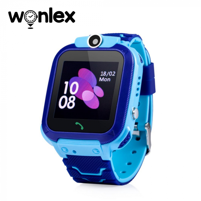 Ceas Smartwatch Pentru Copii Wonlex GW600S cu Functie Telefon, Localizare GPS, Monitorizare somn, Camera, Pedometru, SOS, IP54 ; Albastru, Cartela SIM Cadou [1]