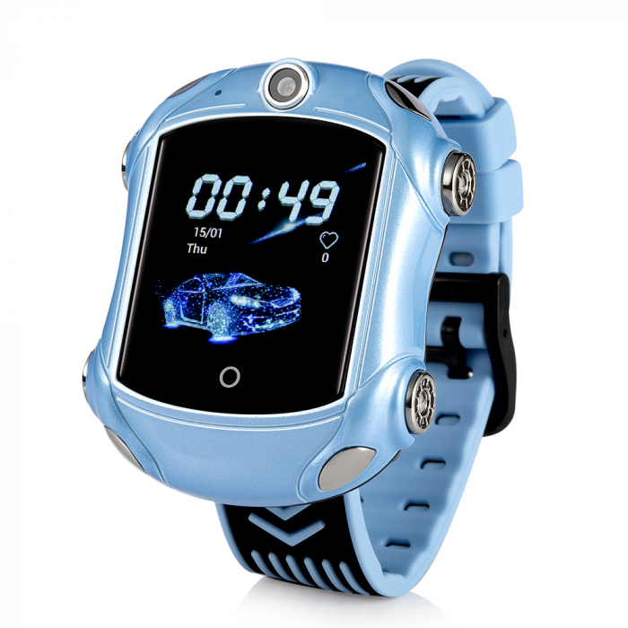 Ceas Smartwatch Pentru Copii, Wonlex KT14, Supercar, Albastru, SIM card, 4G, Rezistent la stropi accidentali IP54, Apel video [1]