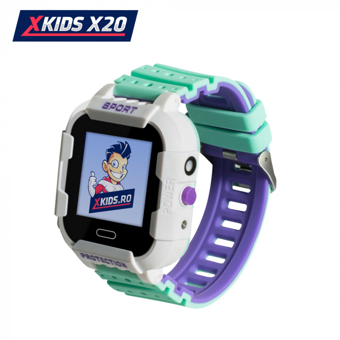 Ceas Smartwatch Pentru Copii Xkids X20 cu Functie Telefon, Localizare GPS, Apel monitorizare, Camera, Pedometru, SOS, IP54, Incarcare magnetica, Alb ; Verde, Cartela SIM Cadou [1]