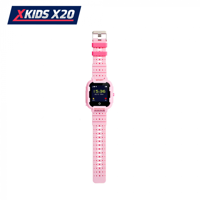 Ceas Smartwatch Pentru Copii Xkids X20 cu Functie Telefon, Localizare GPS, Apel monitorizare, Camera, Pedometru, SOS, IP54, Incarcare magnetica, Roz, Cartela SIM Cadou, Meniu engleza [4]