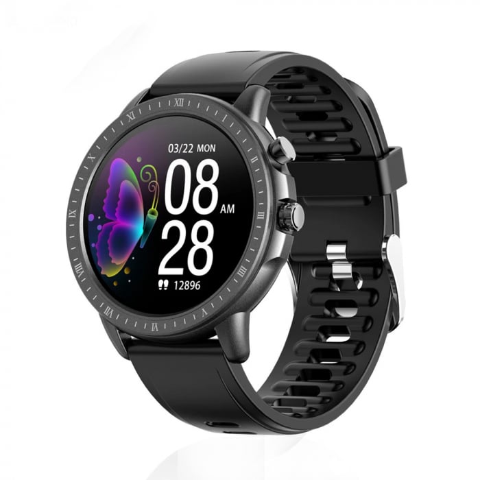 Ceas smartwatch, Twinkler TKY-S02, Negru, Functie masurarea ritmului cardiac, Rezistenta la apa IP54, 23 moduri sportive [1]