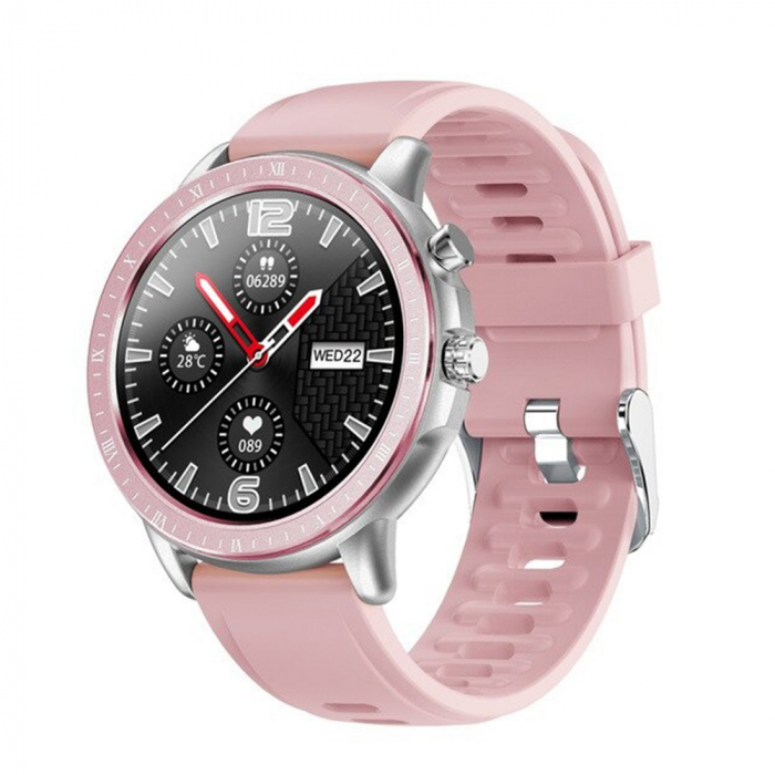 Ceas smartwatch, Twinkler TKY-S02, Roz, Functie masurarea ritmului cardiac, Rezistenta la apa IP54, 23 moduri sportive [1]