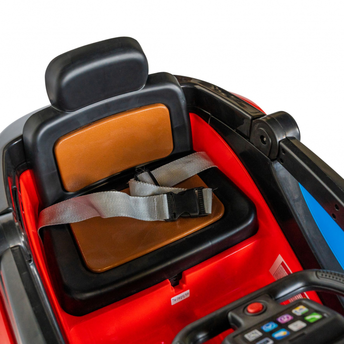 Masinuta electrica cu lumini LED pentru copii, telecomanda, player muzica USB si lumini, culoare rosu [10]