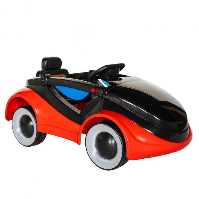 Masinuta electrica cu lumini LED pentru copii, telecomanda, player muzica USB si lumini, culoare rosu [2]