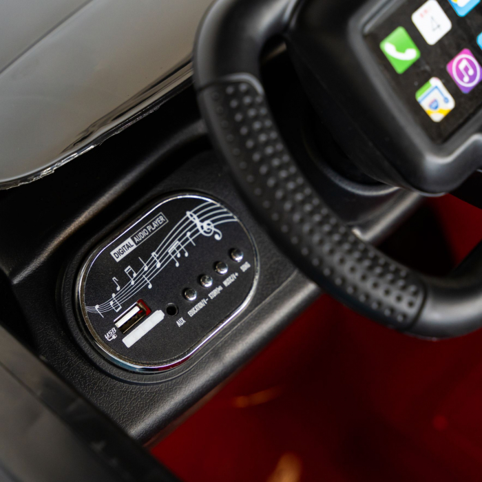 Masinuta electrica cu lumini LED pentru copii, telecomanda, player muzica USB si lumini, culoare rosu [7]