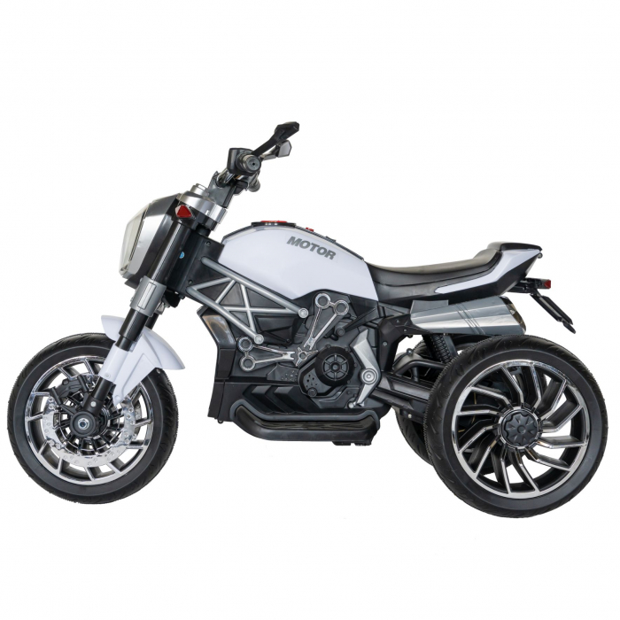Motocicleta electrica copii Rich Baby cu acumulator, muzica si lumini, culoare alb/negru [4]
