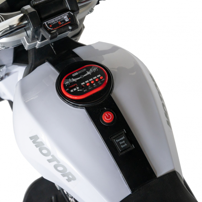 Motocicleta electrica copii Rich Baby cu acumulator, muzica si lumini, culoare alb/negru [8]