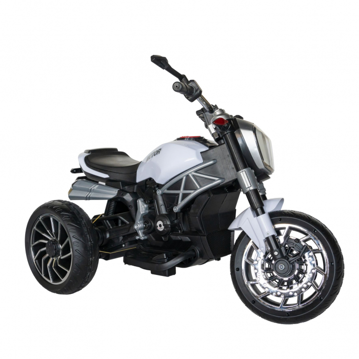 Motocicleta electrica copii Rich Baby cu acumulator, muzica si lumini, culoare alb/negru [2]