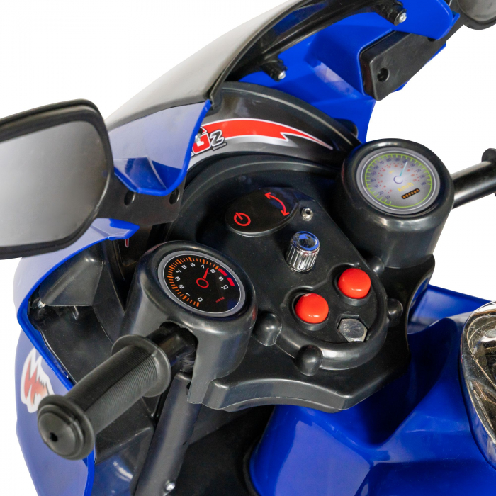 Motocicleta electrica copii Rich Baby cu baterie, muzica si girofar, culoare albastru [9]