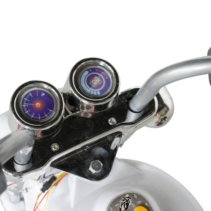 Motocicleta electrica Rich Baby copii cu acumulator, muzica si lumini, culoare alb [8]