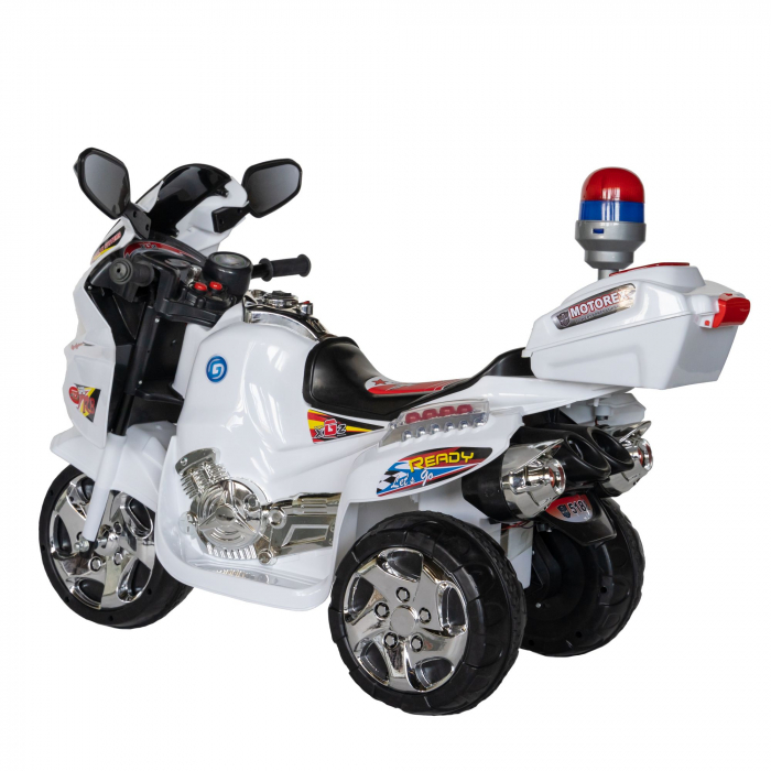 Motocicleta electrica Rich Baby copii cu baterie, muzica si girofar, culoare alb [4]