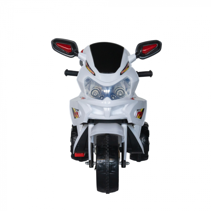 Motocicleta electrica Rich Baby copii cu baterie, muzica si girofar, culoare alb [3]