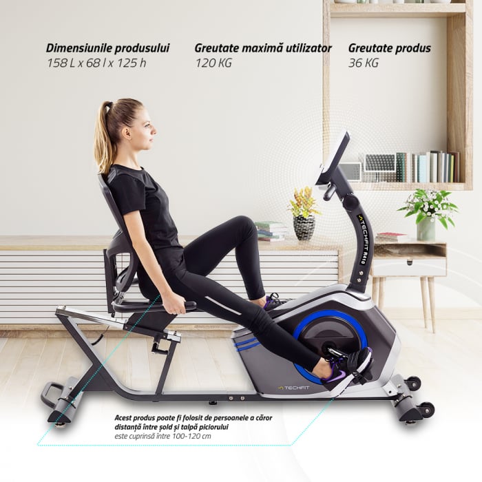 Bicicleta fitness orizontala cu spatar Techfit R410 [8]