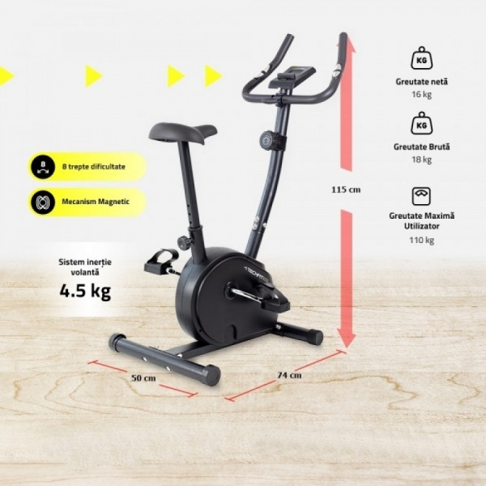 Bicicleta fitness exercitii TECHFIT B250N [11]