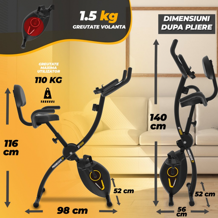 Bicicleta magnetica fitness pliabila Progressive XF100 [5]
