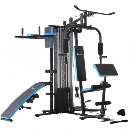 APARATE MULTIFUNCTIONALE FITNESS - Aparat multifunctional FitTronic® Atletic 470, 45 kg incluse, suport biceps, banca exercitii pliabila, manere flotari, suport tractiuni, bara tractiuni, gantere, greutate maxima utilizator 120 kg