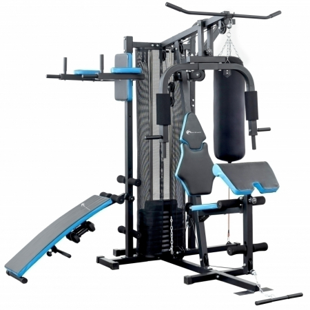 Aparat multifunctional FitTronic® Atletic 480, 45 kg incluse, greutate maxima utilizator 120 kg, banca cu gantere, sac de box, aparat tractiuni, suport biceps, bara tractiuni [7]
