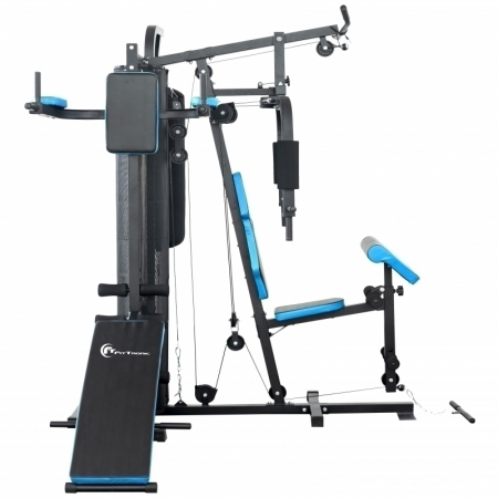 Aparat multifunctional FitTronic® Atletic 480, 66 kg incluse, greutate maxima utilizator 120 kg, banca cu gantere, sac de box, aparat tractiuni, suport biceps, bara tractiuni [4]