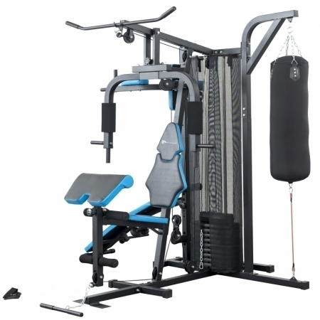 APARATE MULTIFUNCTIONALE FITNESS - Aparat multifunctional FitTronic® Atletic 480, 66 kg incluse, greutate maxima utilizator 120 kg, banca cu gantere, sac de box, aparat tractiuni, suport biceps, bara tractiuni