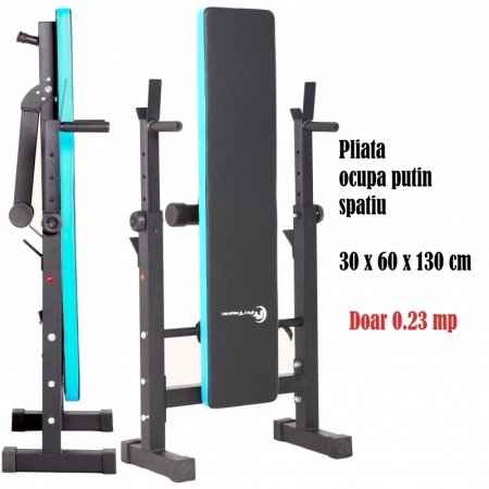 Banca reglabila multifunctionala FitTronic® Atletic B400, suport haltera reglabil inclus, banca inclinata sau dreapta, greutate suportata 100 kg [5]