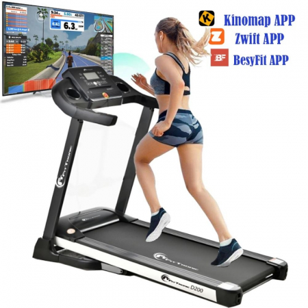 Banda de alergare electrica FitTronic® Delta 200, motor 2.5CP, viteza maxima 14 km, autolubrifiere, bluetooth, Kinomap, Zwift, Besyfit [3]