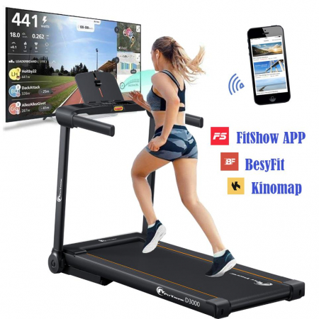 Banda de alergare electrica FitTronic Delta 3000, motor 2.0 CP, greutate suportata 120kg, viteza pana la 14km/h, suprafata alergare 120x42cm, ,Aplicatii  Zwift, Kinomap, Besyfit [2]