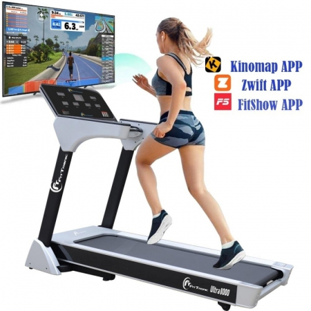 BENZI DE ALERGAT - Banda de alergare electrica FitTronic Ultra 8000, motor 4.0 CP, inclinatie electrica 20%, viteza pana la 20km/h, greutate suportata 140 kg, Apps Fitshow, Kinomap, Zwift
